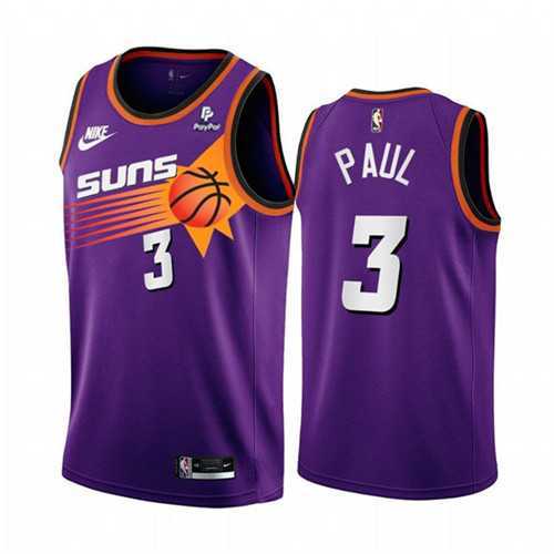 Men's Phoenix Suns #3 Chris Paul Purple Stitched Basketball Jersey Dzhi